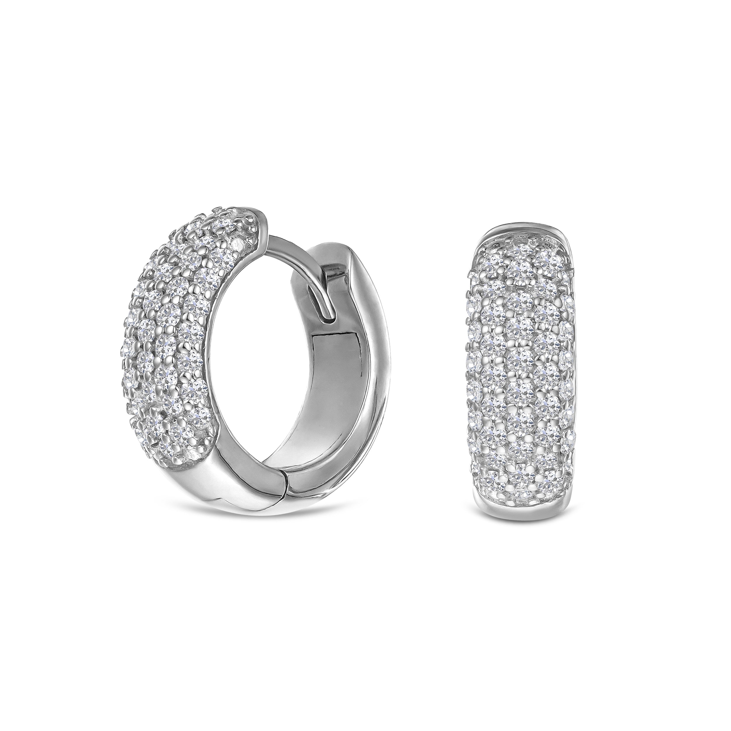Micro Pave Huggies Lab Diamond Earrings 0.55ct in 925 Silver